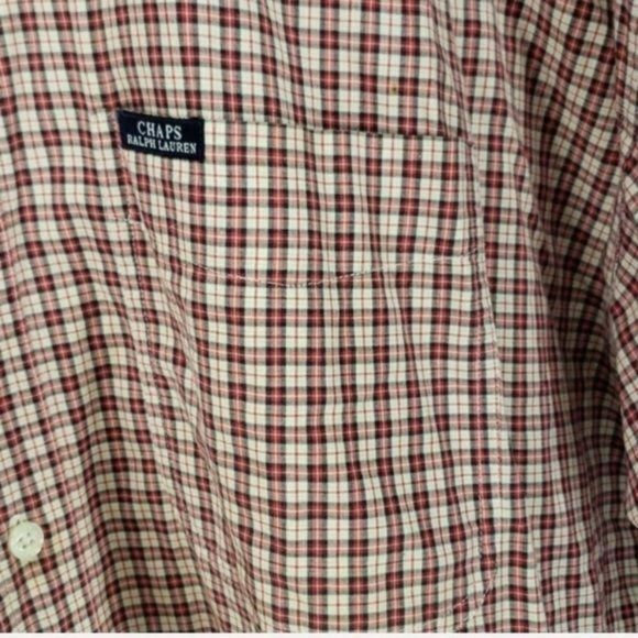 Chaps Ralph Lauren Men's Short Sleeve‎ Red Plaid Button Down Shirt Size XL - Picture 6 of 7